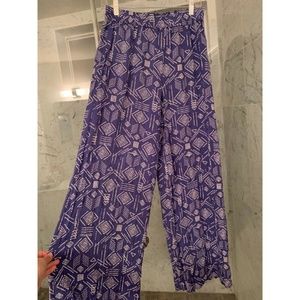 Blue and White Printed Palazzo Pants